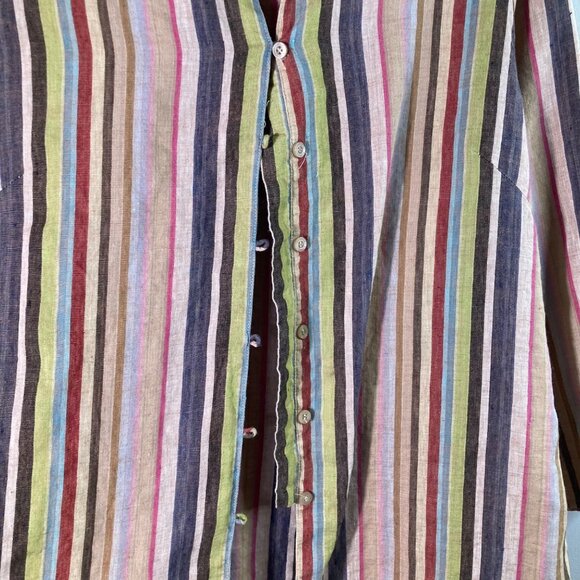 Womens Spring Breeze Striped Linen Blend Button Tunic 3/4 Sleeve 2XL - Picture 6 of 11